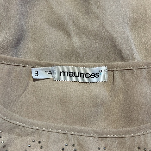 Maurice’s Women’s Sheer Sleeveless Blouse Tan 1037 - Picture 3 of 5